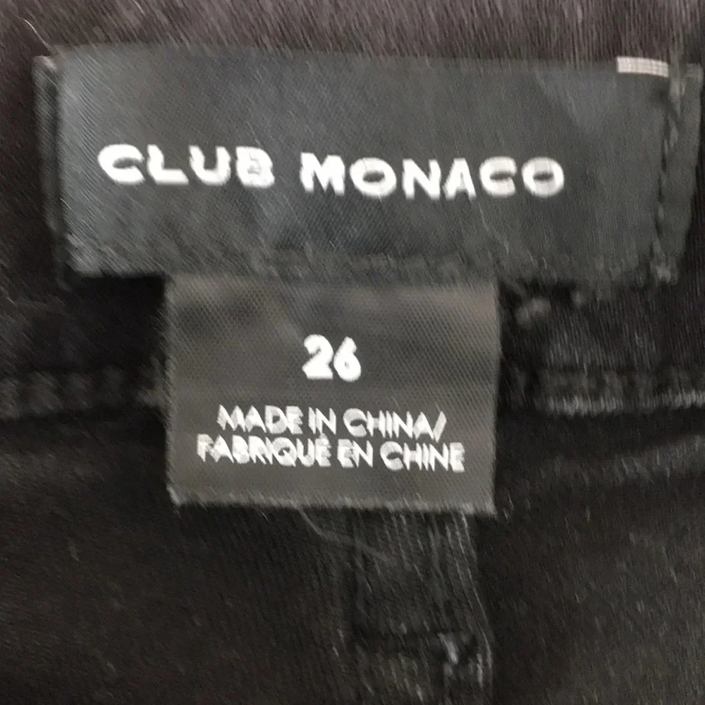 Club Monaco‎ High Rise Skinny Jeans Womens 26 Black Raw Hem Cotton Denim Ankle